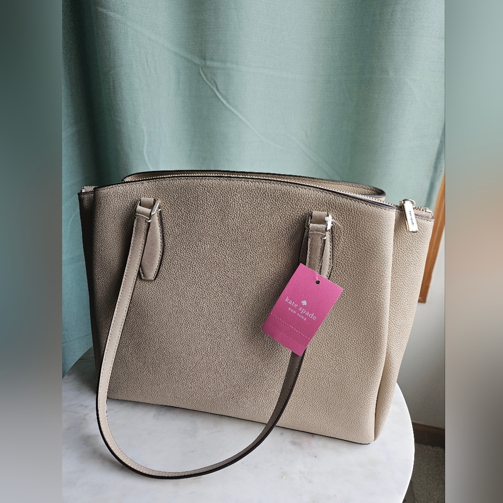 NWT! Kate Spade Large Compartment Tote, Pebbled Leather Light Sand